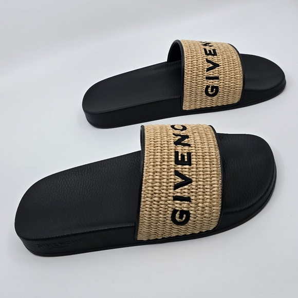 Givenchy Embroidered Logo Raffia Slide Sandals - Picture 5 of 12